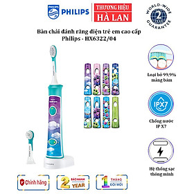 Bàn chải đánh răng điện dành cho trẻ em nhãn hiệu Philips Sonicare For Kids HX6322/04 Kết nối Bluetooth trên ứng dụng - HÀNG NHẬP KHẨU