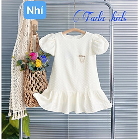 Đầm váy babydoll tay phồng cho bé gái màu trắng hồng xanh diện đi chơi đi học đẹp size 12-40kg chất vải mềm mát