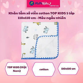 Khăn tắm xô viền cotton TOP KIDS 5 lớp 110x110 cm - Màu ngẫu nhiên