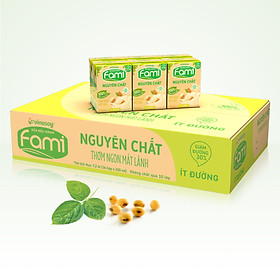 Thùng Sữa đậu nành Fami Nguyên Chất ít đường (200ml x 36 Hộp)