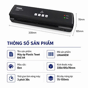 Máy ép nhựa khổ A4 Texet LMA4NEW model 2026 (Bảo hành 12 tháng)