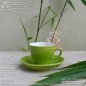 Mua Ly tách sứ uống cafe espresso 70ml men màu xanh cốm gốm sứ Bát Tràng cao cấp