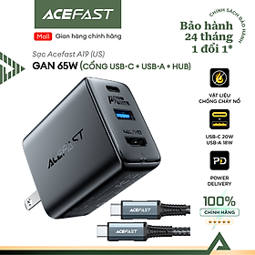 Mua Sạc Acefast GaN 65W cổng USB-C + USB-A + HUB (US) - A19 Hàng chính hãng Acefast