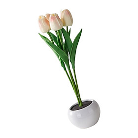 Tulips Artificial Flowers with LED Atmosphere Light for Desktop Farmhouse Room