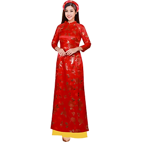 Set Áo Dài Truyền Thống Gấm Nhũ Cao Cấp Thời Trang Xinh Xắn