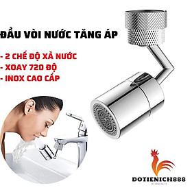 Đầu nối vòi nước tăng áp xoay 720 độ  2 chế độ lắp vòi nước chậu rửa bát , lavabo chật liệu đồng thau chống gỉ