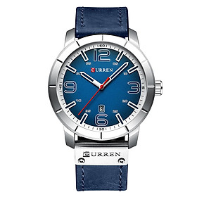 Đồng hồ nam hàng hiệu da thạch anh chống thấm nước mặt tròn cổ tay Đồng hồ đeo tay thời trang doanh nhân Relogio Masculino CURREN 8330-Màu xanh dương