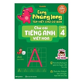 Sách - Cùng Khủng Long Tập Viết Chữ Cơ Bản - Chữ Cái Tiếng Anh Viết Hoa - Quyển 4 - Sticker Bé Trai - Megabook