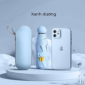 Ô Dù Gấp Gọn Mini 19cm, Dù Che Mưa, Dù Chống Tia Uv Mini Siêu Gọn 8 Xương, Có Hộp Đựng Chống Sốc - Hàng Chính Hãng - Giao Màu Ngẫu Nhiên