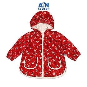 Áo Khoác có nón bé gái hoạ tiết Nơ Đỏ Cotton Nhung - AICDBGXYID58 - AIN Closet