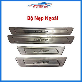 Bộ ốp bậc cửa trong ngoài nẹp bước chân Wigo 2018-2019-2020-2021 Inox chống trầy trang trí xe