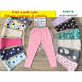 (VẢI XUẤT DƯ XỊN) SET 5 QUẦN LEGGING DÀI/ QUẦN DÀI HOẠ TIẾT THUN COTTON 4 CHIỀU CHO BÉ GÁI 9-41KG