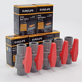 Bộ 5 van PVC 2 mảnh ghép siêu nhẹ có chân dùng cho ống nước 34mm Eurolife EL-VCC34 (Xám đỏ)