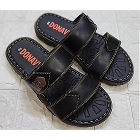 DÉP 02 QUAI NGANG DA BÒ 100% DA BÒ TỰ NHIÊN, ĐẾ CAO SU CHỐNG TRƠN, ĐI ÊM CHÂN