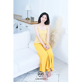 Áo dây mặc nhà LMcation Clara - Sọc Trắng Vàng