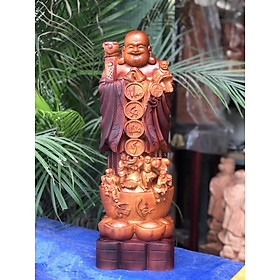 Mua Tượng phật di lặc chúc phúc bằng gỗ hương đá làm mầu giả cổ kt cao 80×27×24cm
