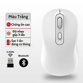 Chuột Không Dây Sạc Pin Click Siêu Tĩnh Âm 2 Chế Độ Bluetooth 5.2 & USB 2.4G, 3 Mức DPI KẾT NỐI ĐIỆN THOẠI IPAD LAPTOP - HÀNG CHÍNH HÃNG
