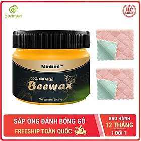 Sáp ong Beewax vệ sinh đánh bóng đồ gỗ nội thất chống thấm thành phần tự nhiên 80gr tặng kèm 2 khăn vải