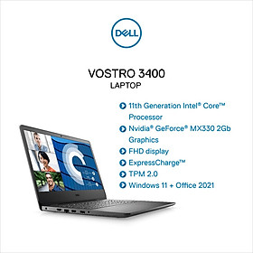 Laptop Dell Vostro 3400 i5 1135G7/8GB/512GB/2GB MX330/14"F/OfficeHS/Win11/(YX51W6)/Đen - Hàng chính hãng