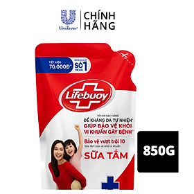 Sữa Tắm Lifebuoy Sạch Khuẩn Bảo Vệ Khỏi 99.9% Vi Khuẩn Chứa Ion Bạc+ Hỗ Trợ Cùng Đề Kháng Da Tự Nhiên Túi 850G