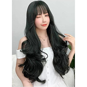 Tóc giả nguyên đầu xoăn Hàn Quốc siêu xinh có rãnh da đầu, chất tóc tơ cao cấp loại 1, chịu nhiệt tốt có thể bấm uốn, duỗi, gội. giống tóc thật 100%( Kèm lưới và lược )