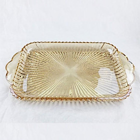 Mua khay đựng thủy tinh chữ nhật có tay cầm màu vàng cao cấp loại đẹp