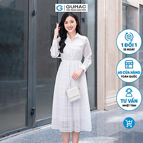 Đầm sơ mi dập ly thời trang GUMAC DD10058