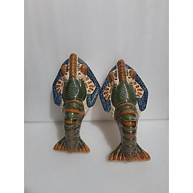 Bình hoa treo tường gốm con tôm 2 con
