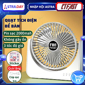 Mua Quạt mini để bàn  quạt tích điện usb CTFAST V01 điều chỉnh xoay 210 độ  không gây ồn  pin sạc dung lượng cao - Hàng chính hãng