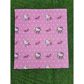 Bộ 15 Tấm Xốp Dán Tường Hoạt Hình Kitty Màu Hồng Dễ Thương, Kích Thước 70cm x 77cm