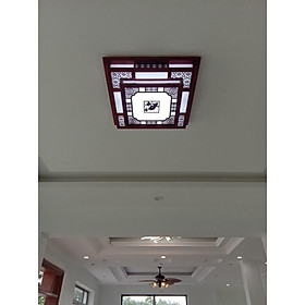 Đèn ốp trần gỗ phong thái cổ tàu khựa LED 3 màu ánh sáng DDT