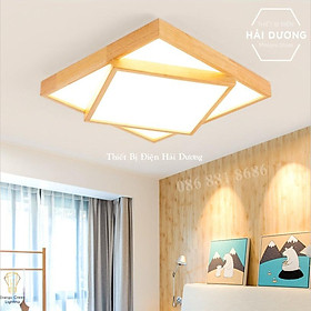 Mua Đèn Ốp Trần Thân Gỗ Cao Cấp DGT-Y380 - 2-3 Lớp Hình Vuông - Đường Kính 80cm - Energy Green Lighting