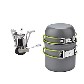 Outdoor Cookware Mess Kits Picnic Pot Pan Bowl Mini Stove Compact Camp Utensil