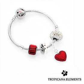 Vòng Tay Tropicana Phối Charm Swarovski Trái Tim Rực Lửa II