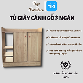 Tủ giày thông minh tiện lợi, tủ để giày gỗ đa năng gỗ MDF 4 ngăn hộc để đồ, cánh tủ che bụi hiện đại 78x28x80 TAGO ND17