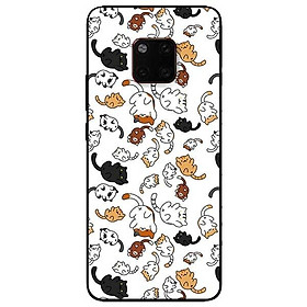 Ốp lưng dành cho Huawei 5t - Mate 20 - Mate 20 Pro mẫu Họa Tiết Mèo Nền Trắng