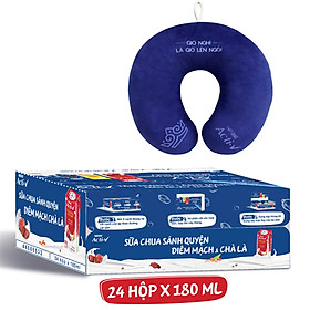 Thùng 24 Hộp Sữa Chua Nestlé Acti-V Diêm Mạch Đỏ và Chà Là (180ml/Hộp) - Tặng gối cổ cao cấp Acti-V