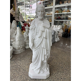 Tượng công giáo, Tượng thánh tâm chúa Giêsu, chúa Jesus đá trắng - Cao 60cm