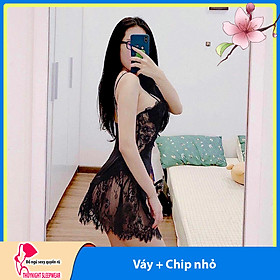 Váy ngủ hai dây phối ren sexy Q76 - Đầm ngủ lụa cao cấp - Đồ ngủ nữ