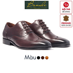 Giày Tây Oxford Banuli Nam Công Sở Da Bê Italian Dây Buộc H1WO1M0 (Da Mềm Dẻo, Đế Siêu nhẹ, Bảo Hành Trọn Đời)