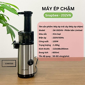 Mua Máy ép chậm mini Snapbee 202-VN Limited (xám) TẶNG ĐÁ VĨNH CỬA - HÀNG CHÍNH HÃNG