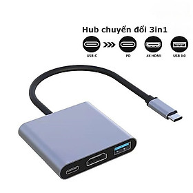 Hub chuyển đổi USB Type-C Sang USB 3.0/HDMI/Type C - Hub chuyển đổi 3in1 - Hàng Nhập Khẩu