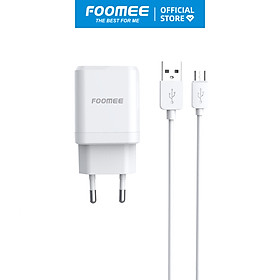 Mua Bộ Củ Sạc Nhanh 2 Cổng USB Kèm Dây Cáp Sạc Micro FOOMEE CC09 - Trắng/Đen - Hàng Chính Hãng