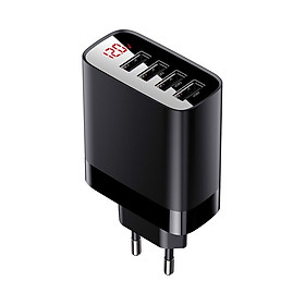 Cóc củ sạc nhanh 30W 4 cổng USB hiệu Baseus Mirror Lake cho điện thoại / máy tính bảng iPhone iPad Samsung Huawei Oppo Xiaomi Vivo (sạc nhanh QC 3.0 & 2.4A / Port USB, Max 6A, LED display) - Hàng nhập khẩu