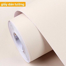 Giấy dán tường cuộn 10m màu vàng be - 10m decal dán tường màu vàng be có keo sẵn