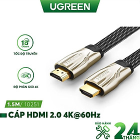 Dây cáp HDMI 2.0/ 1.4 hỗ trợ độ phân giải cao FullHD 4Kx2K 60Hz, dài từ 1-15m UGREEN HD102 dạng dây dẹt và dây tròn - Hàng chính hãng