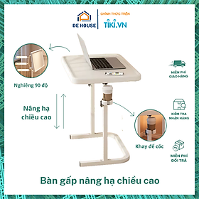 Bàn Làm Việc Gấp Gọn Nâng Hạ Chiều Cao 23118 - Bàn Gấp Ngồi GIường Thông Minh Dành Cho Học Sinh, Sinh Viên - Màu Trắng