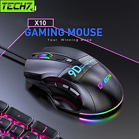 Chuột Gaming Esport Mouse X10 Led RGB 12000 DPI Macro cho máy tính laptop hàng nhập khẩu