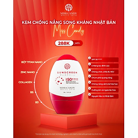 Kem Chống Nắng Song Kháng Nhật Bản MISS CANDY SUNSCREEN HA NANO SPF 50,PA ++++ 50g, Chống Nước, Chống UVA/UVB, Chống Ánh Sáng Xanh & Tia Hồng Ngoại,Bảo Vệ Da Lên Đến 8 Tiếng - PHỤNG BEAUTY