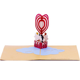 Thiệp Nổi 3D Pop Up Khinh Khí Cầu Tình Yêu- PNP137